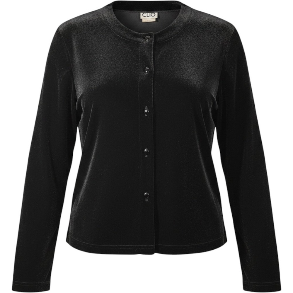 Vintage Clio Vintage Black Velvet Long Sleeve Seamed Top Size Large EUC Cardigan